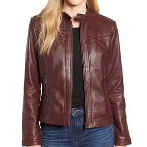 Bernardo mahogany leather jacket, like new, M